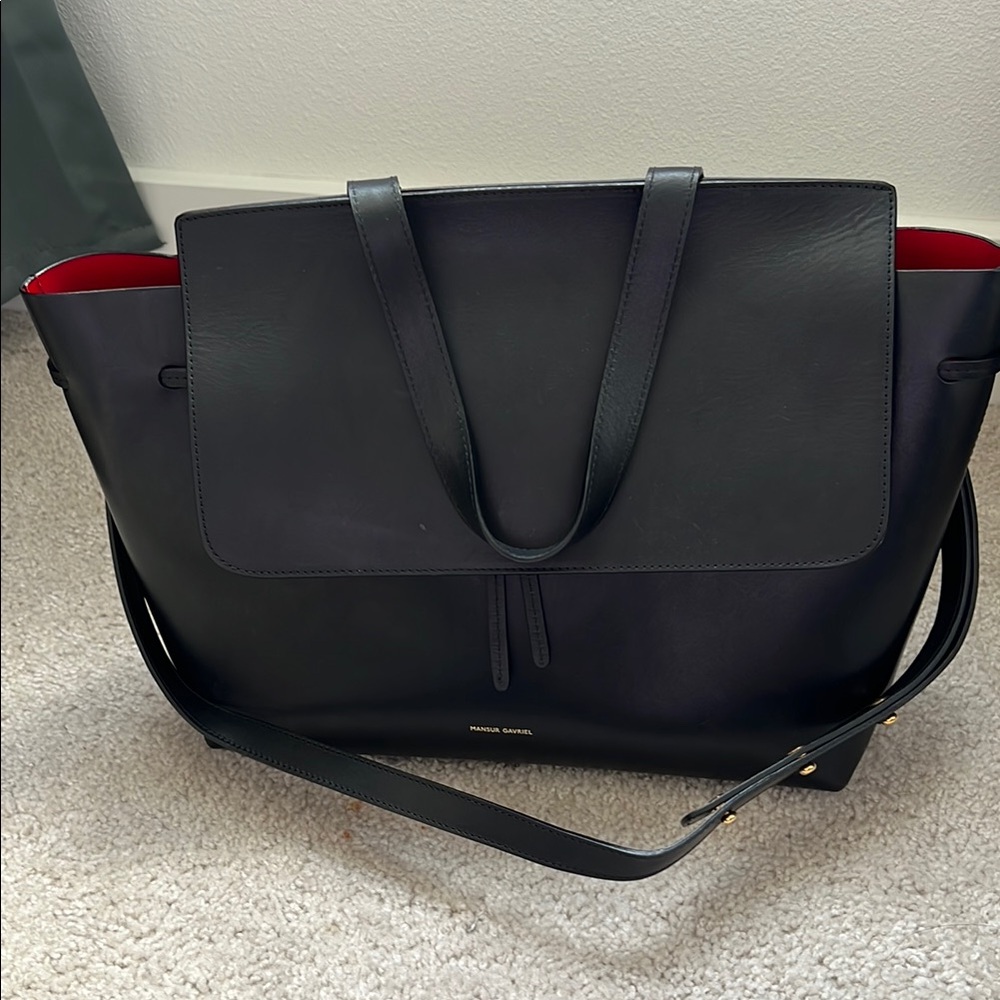 Mansur Gavriel Black and Red Structured Tote